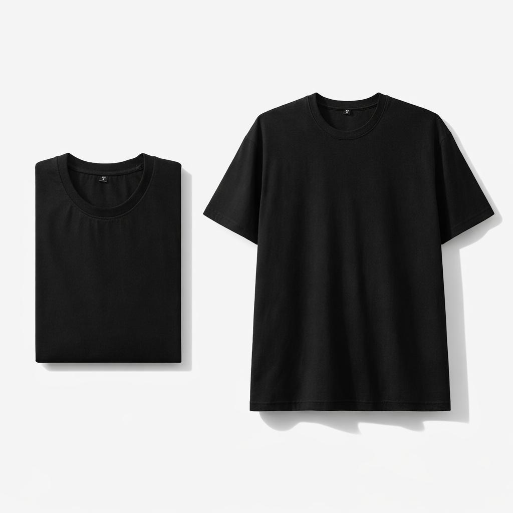 Black round neck T-shirt